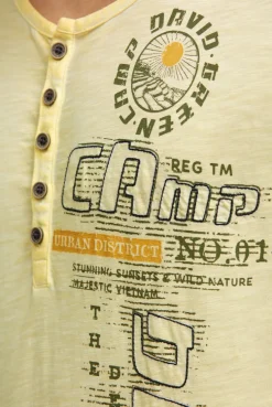 Henley-T-Shirt mit Print und Stickereien lemon juice