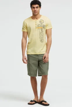 Henley-T-Shirt mit Print und Stickereien lemon juice