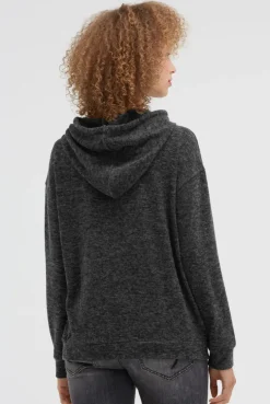 Hoodie aus Flauschstrick black melange