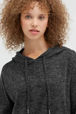 Hoodie aus Flauschstrick black melange
