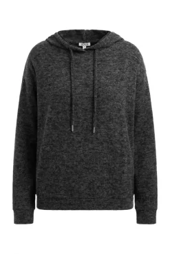 Hoodie aus Flauschstrick black melange