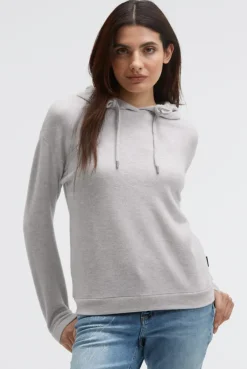 Hoodie aus Flauschstrick grey melange