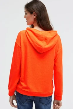 Hoodie aus Flauschstrick neon orange
