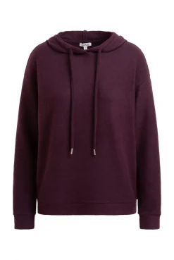 Hoodie aus Flauschstrick night plum