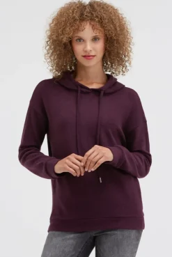 Hoodie aus Flauschstrick night plum