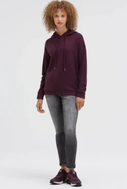Hoodie aus Flauschstrick night plum