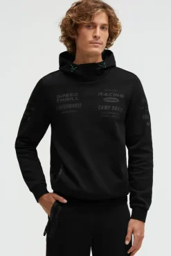 Hoodie aus Interlock mit Rubber Artworks black