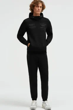 Hoodie aus Interlock mit Rubber Artworks black