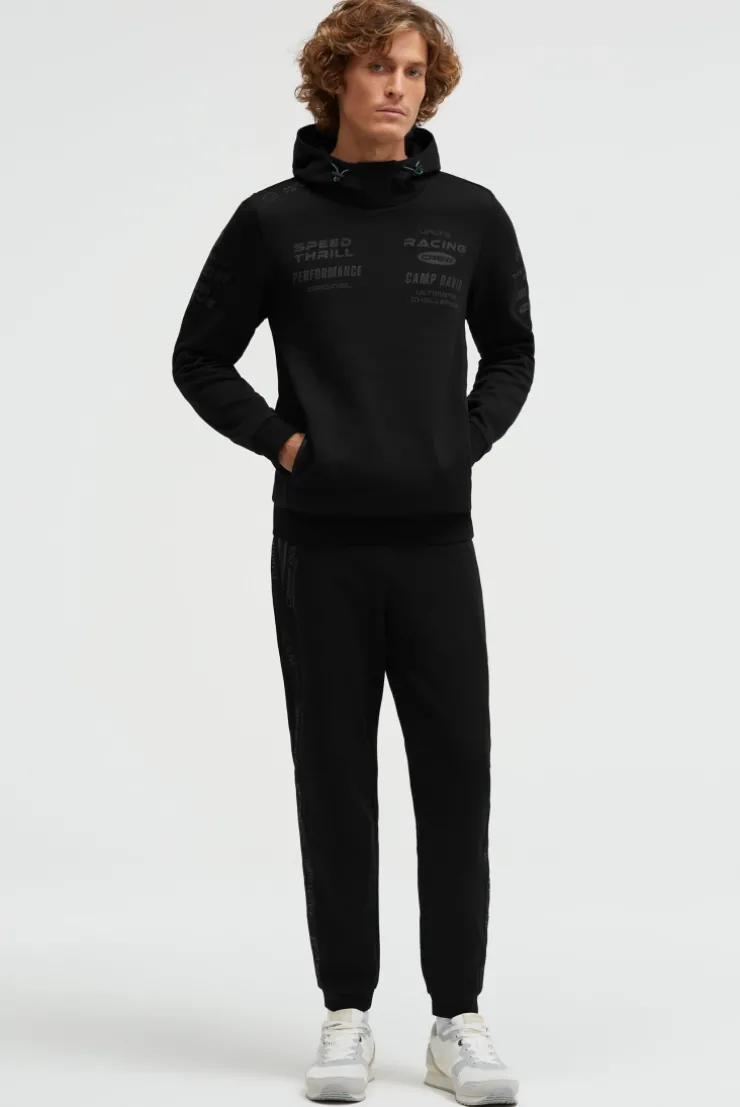 Hoodie aus Interlock mit Rubber Artworks black