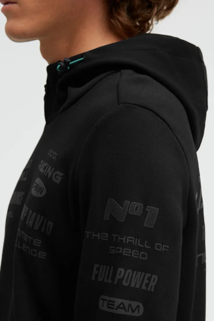 Hoodie aus Interlock mit Rubber Artworks black