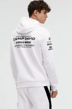 Hoodie aus Interlock mit Rubber Artworks opticwhite