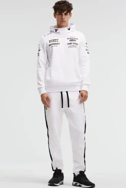 Hoodie aus Interlock mit Rubber Artworks opticwhite