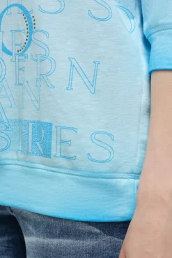 Hoodie mit 3/4-Arm und Wording Prints summer aqua