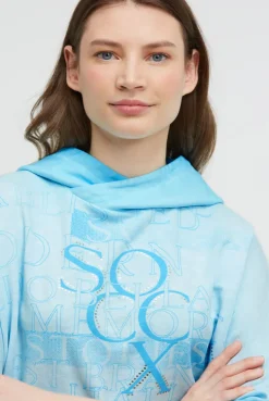 Hoodie mit 3/4-Arm und Wording Prints summer aqua