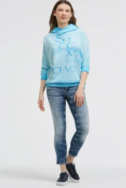 Hoodie mit 3/4-Arm und Wording Prints summer aqua
