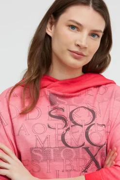Hoodie mit 3/4-Arm und Wording Prints red orange