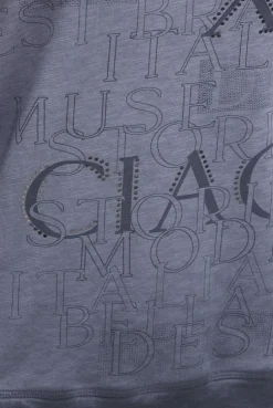 Hoodie mit 3/4-Arm und Wording Prints blue grey