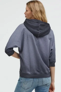 Hoodie mit 3/4-Arm und Wording Prints blue grey