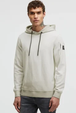 Hoodie Oil Dyed mit tonalen Ärmel-Patches stone