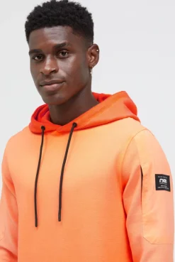 Hoodie Oil Dyed mit tonalen Ärmel-Patches orange