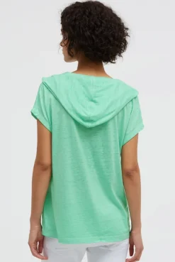 Hoodie-Top mit Ausbrenner-Effekten und Print french mint