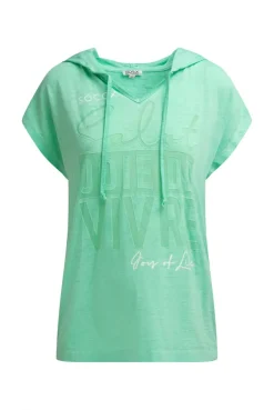 Hoodie-Top mit Ausbrenner-Effekten und Print french mint