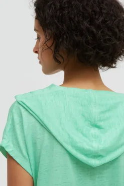 Hoodie-Top mit Ausbrenner-Effekten und Print french mint