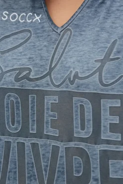 Hoodie-Top mit Ausbrenner-Effekten und Print soft azure