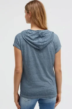 Hoodie-Top mit Ausbrenner-Effekten und Print soft azure