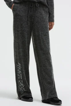 Hose aus Flauschstrick Relaxed Fit black melange