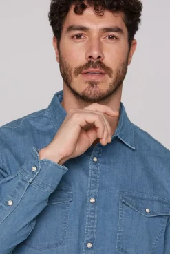 Jeanshemd mit Druckknöpfen light blue vintage