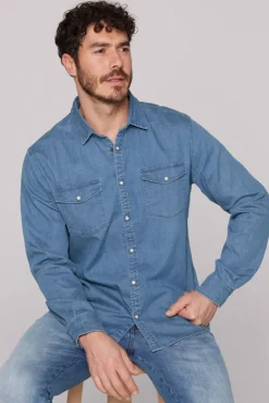 Jeanshemd mit Druckknöpfen light blue vintage