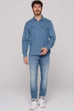 Jeanshemd mit Druckknöpfen light blue vintage