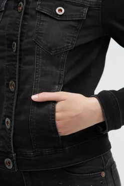 Jeansjacke JU:NE mit Schmucksteinen black washed metal