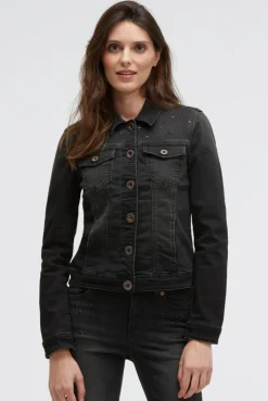Jeansjacke JU:NE mit Schmucksteinen black washed metal
