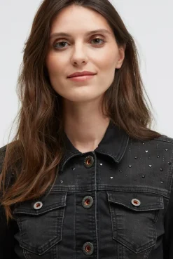 Jeansjacke JU:NE mit Schmucksteinen black washed metal