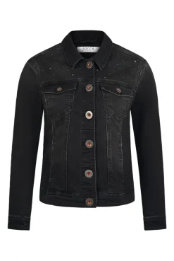 Jeansjacke JU:NE mit Schmucksteinen black washed metal