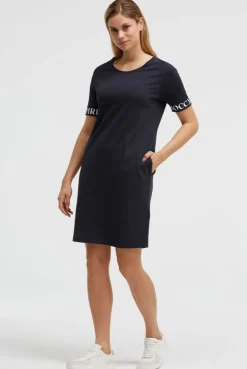 Jersey-Kleid mit Ärmel-Print blue navy