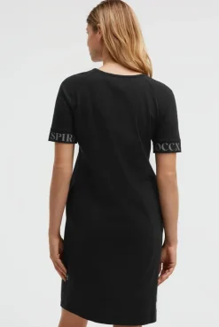 Jersey-Kleid mit Ärmel-Print black