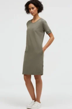 Jersey-Kleid mit Ärmel-Print cool khaki