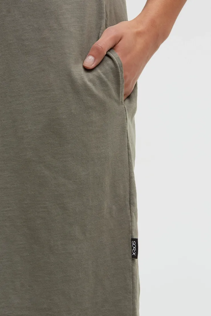 Jersey-Kleid mit Ärmel-Print cool khaki