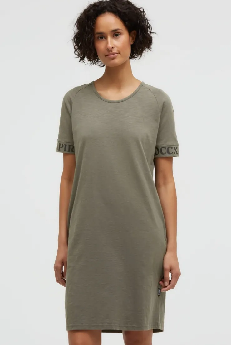 Jersey-Kleid mit Ärmel-Print cool khaki