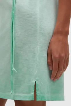 Jerseykleid mit V-Neck und Rückenprint french mint