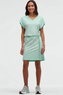 Jerseykleid mit V-Neck und Rückenprint french mint