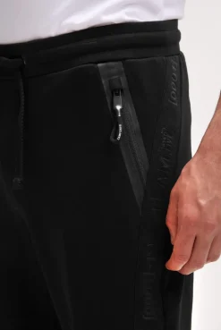 Jogginghose aus Interlock mit Seitentapes black | S