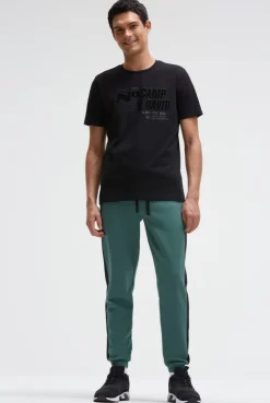 Jogginghose aus Interlock mit Seitentapes petrol green