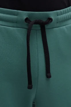 Jogginghose aus Interlock mit Seitentapes petrol green