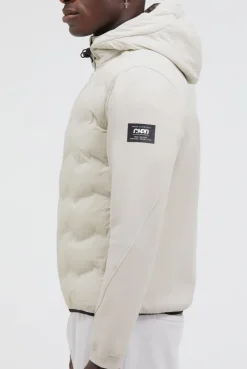 Kapuzenjacke im tonalen Materialmix stone