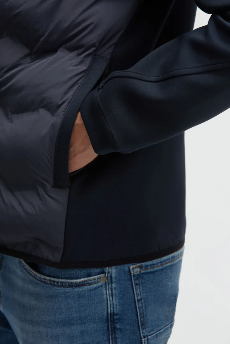 Kapuzenjacke im tonalen Materialmix true navy
