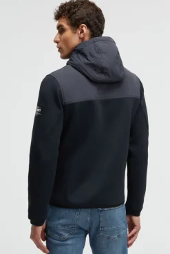 Kapuzenjacke im tonalen Materialmix true navy